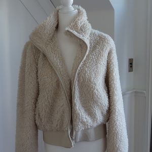 Creme Teddy Bomber Jacket - M